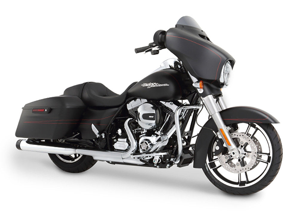 4in. Slip-On Mufflers - Chrome with Black End Caps. Fits Touring 1995-2016 & Trike 2017-2020.