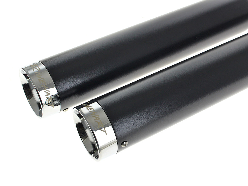 3in. Slip-On Mufflers - Black with Chrome End Caps. Fits Softail Deuce 2007 & Fat Boy 2007-2017