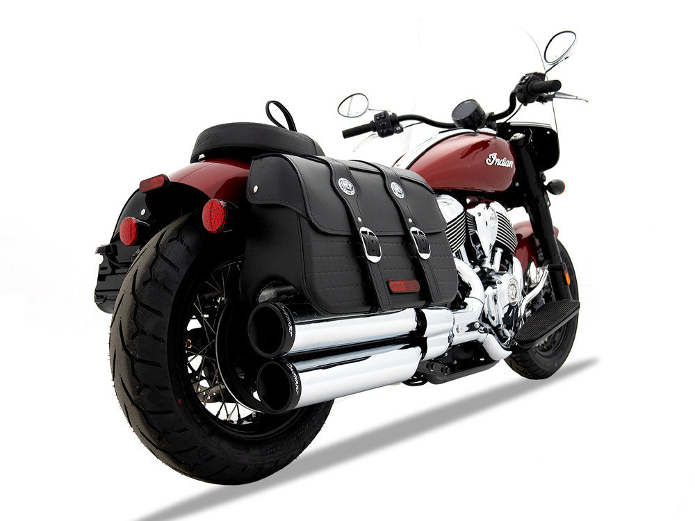 4in. Slip-On Mufflers - Chrome with Black End Caps. Fits Indian Cruiser 2022up