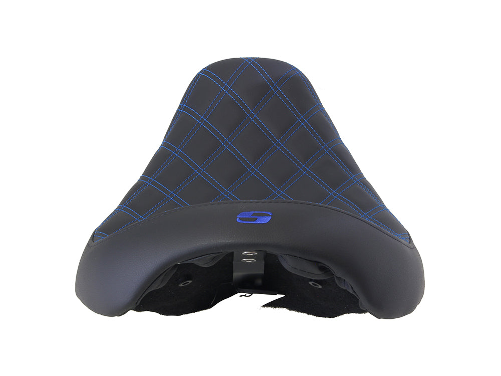 Renegade LS Solo Seat with Blue Double Diamond Stitch. Fits Dyna 2006-2017.