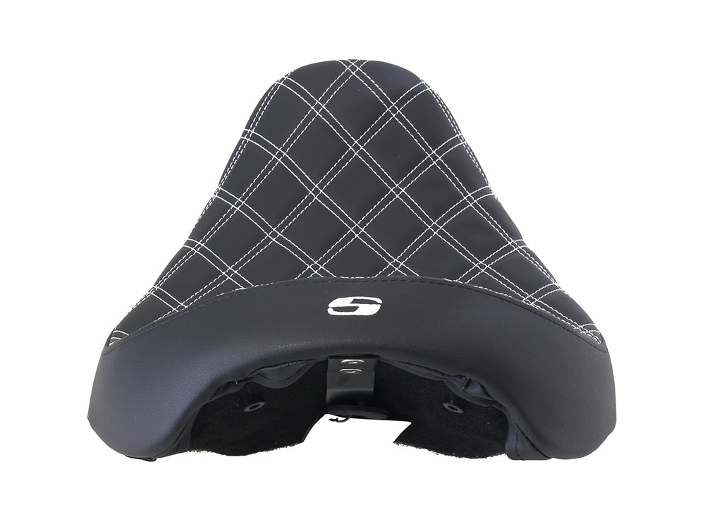 Renegade LS Solo Seat with White Double Diamond Stitch. Fits Dyna 2006-2017.