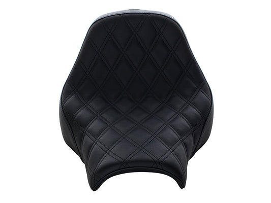 Renegade LS Solo Seat with Black Double Diamond Lattice Stitch. Fits Fat Bob 2018-2024