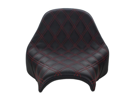 Renegade LS Solo Seat with Red Double Diamond Lattice Stitch. Fits Fat Bob 2018-2024