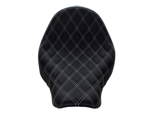 Renegade LS Solo Seat with Silver Double Diamond Lattice Stitch. Fits Sport Glide & Low Rider 2018up, Low Rider S 2020up & Low Rider ST 2022up.