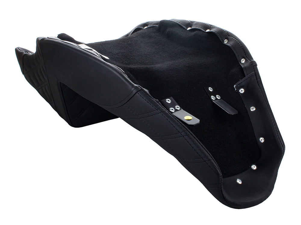 Step-Up LS Dual Seat with Black Double Diamond Lattice Stitch Front & Rear. Fits Indian Touring 2014up.