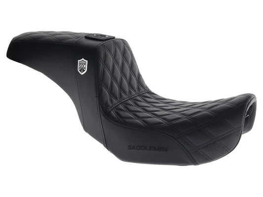 Pro Series San Diego Customs Performance Gripper Dual Seat with Backrest & Black Stitch. Fits Dyna 2006-2017