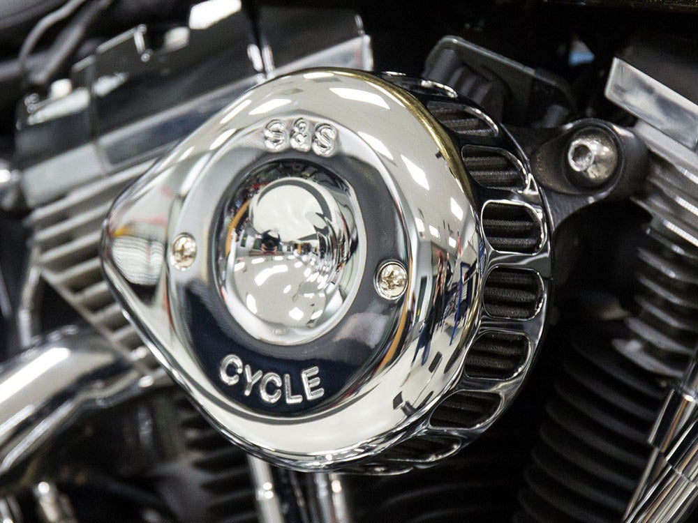 Mini Teardrop Air Cleaner Kit - Chrome. Fits Big Twins 1993-2017 with CV Carb or Cable Operated Delphi EFI.
