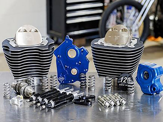 Power Pack - 129ci Big Bore Kit with Chain Drive 550 Camshaft, Highlighted Fins & Black Pushrod Tubes. Fits Milwaukee-Eight 2017-2024 with 107ci Oil Cooled Engine