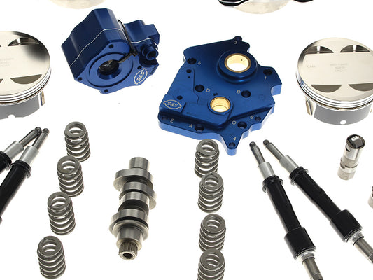 Power Pack - 129ci Big Bore Kit with Chain Drive HPT496 Camshaft, Highlighted Fins & Black Pushrod Tubes. Fits Milwaukee-Eight 2017-2024 with 107ci Oil Cooled Engine