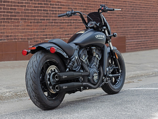 4in. Grand National Slip-On Mufflers - Black with Black End Caps. Fits Indian Scout 2015-2024