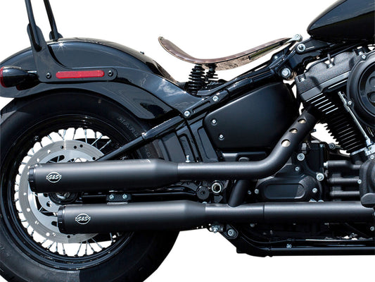 3-1/2in. Grand National Slip-On Mufflers - Black with Black End Caps. Fits Softail Slim, Street Bob, Standard & Low Rider Models 2018-2024 & Breakout & Fat Boy 2018up
