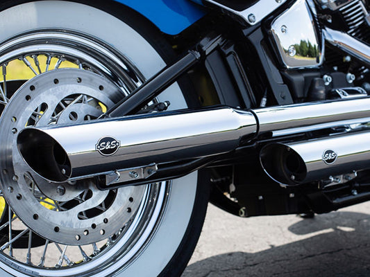 3-1/2in. Slash Cut Slip-On Mufflers - Chrome. Fits Heritage Classic 2018-2024 & Deluxe 2018-2020