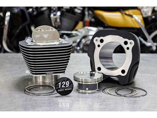 129ci Big Bore Kit with Highlighted Fins - Black. Fits Milwaukee-Eight 2017up with 107ci Engine.