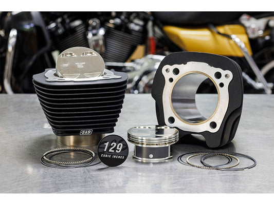 129ci Big Bore Kit with Non-Highlighted Fins - Black. Fits Milwaukee-Eight 2017up with 107ci Engine.