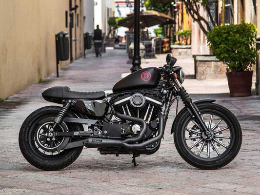 Comp-S 2-into-1 Exhaust - Black with Carbon Fiber End Cap. Fits Sportster 2014-2021
