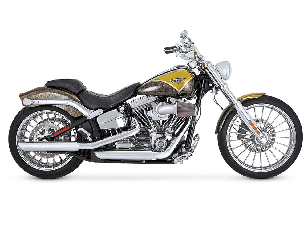 3in. Twin Slash Slip-On Mufflers - Chrome. Fits Softail FXST 2007-2017, Heritage Softail Classic 2007-2017, Breakout 2013-2017 & Rocker 2008-2011.