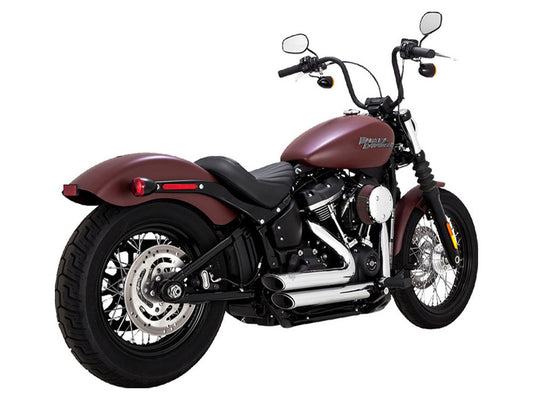 Shortshots Staggered Exhaust - Chrome. Fits Softail 2018up Non-240 Tyre Models