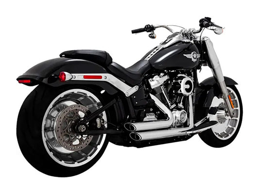 Shortshots Staggered Exhaust - Chrome. Fits Breakout & Fat Boy 2018up