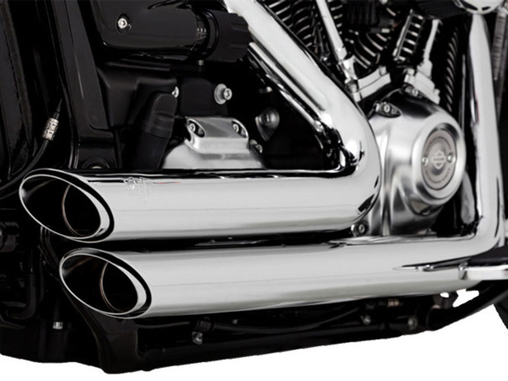 Shortshots Staggered Exhaust - Chrome. Fits Breakout & Fat Boy 2018up