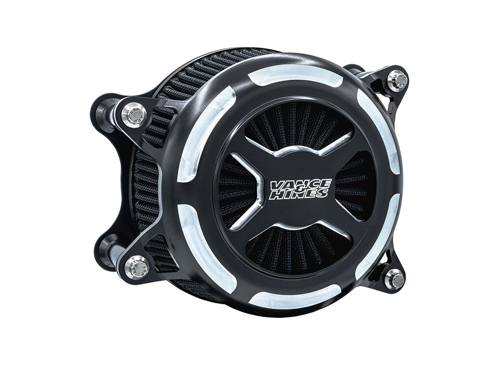 VO2 X Air Cleaner Kit - Black Contrast. Fits Touring 2008-2016, Softail 2016-2017, CVO Softail 2011-2017 & Dyna Low Rider S 2016-2017 with Throttle-by-Wire