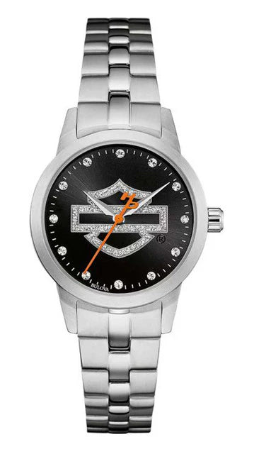 Harley-Davidson® Women's Glitter Open Bar & Shield Watch