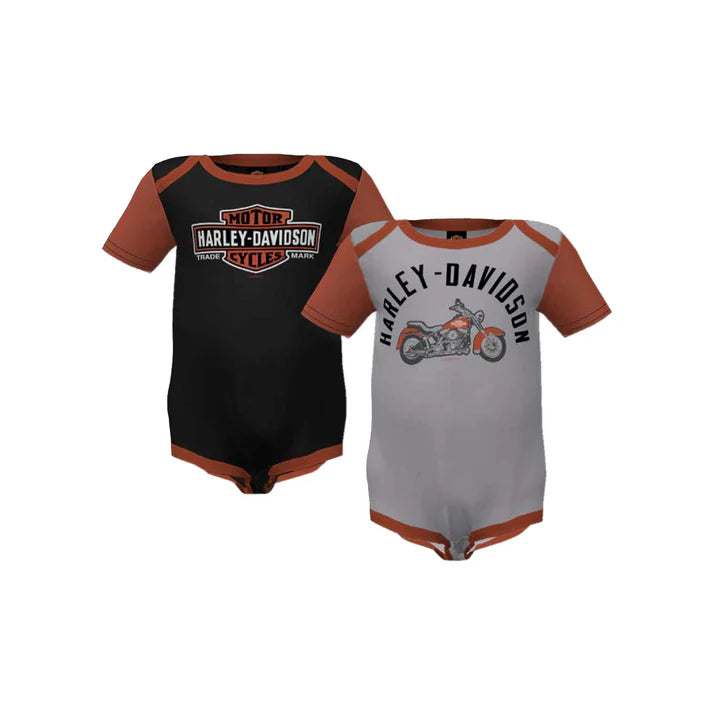 Harley-Davidson Baby Boy's 2-pack Bodysuit - Orange/Grey