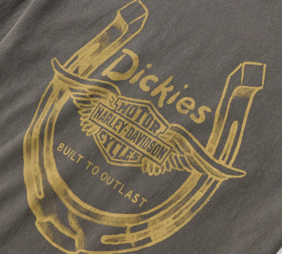 Dickies x H-D Winged Horseshoe Long Sleeve Tee - Washed Black
