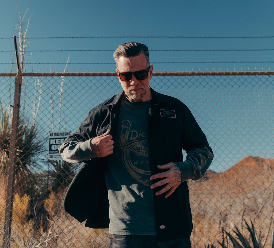 Dickies x H-D Winged Horseshoe Long Sleeve Tee - Washed Black