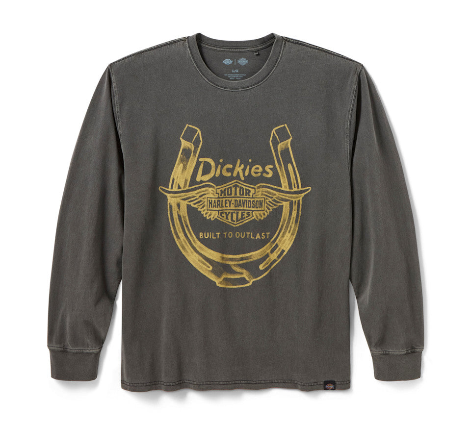 Dickies x H-D Winged Horseshoe Long Sleeve Tee - Washed Black