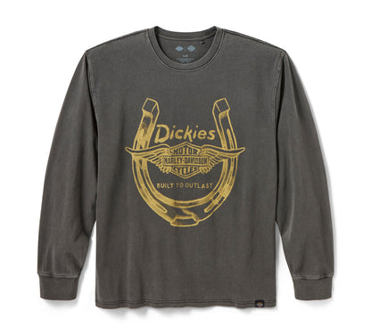 Dickies x H-D Winged Horseshoe Long Sleeve Tee - Washed Black