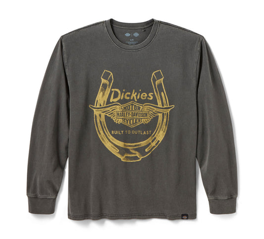 Dickies x H-D Winged Horseshoe Long Sleeve Tee - Washed Black