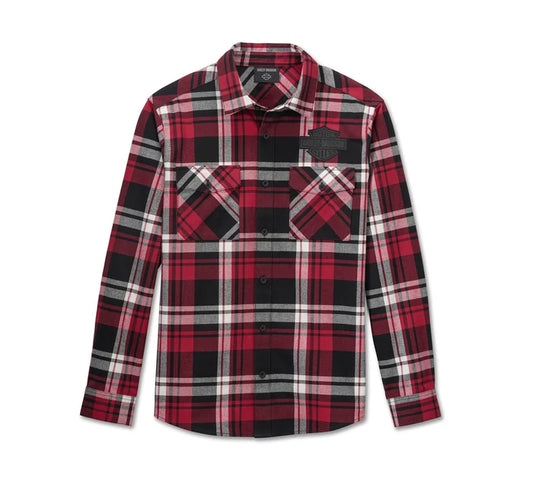 Harley-Davidson Bar & Shield Flannel Plaid Shirt - Red/Black