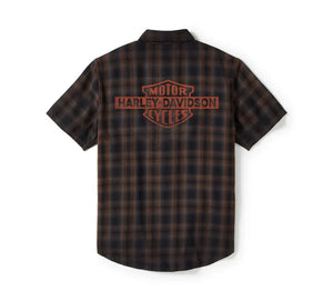 Harley-Davidson Bar & Shield Plaid Shirt - Black/Tan