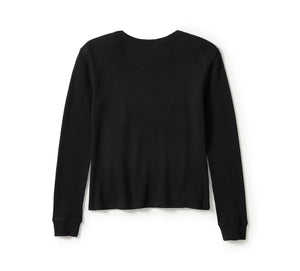 Women's Harley-Davidson Neon Eagle Distressed Waffle Knit Tee - Black