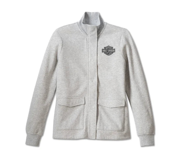 Women's Harley-Davidson Zip Front Fleece Jacket - Light Grey