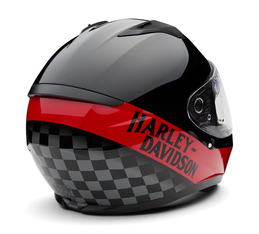 Harley-Davidson Velo H34 Full Face Helmet- Gloss black & Red with Checkered Flag