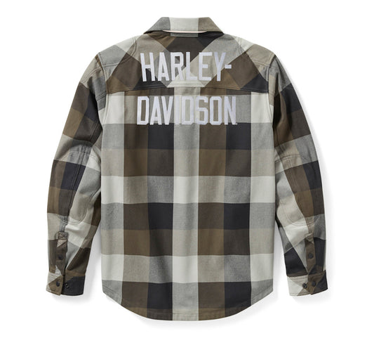Harley-Davidson Men's H-D Operative 2.0 Riding Shirt Jacket- Grey/Olive Plaid