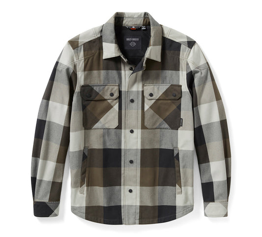 Harley-Davidson Men's H-D Operative 2.0 Riding Shirt Jacket- Grey/Olive Plaid