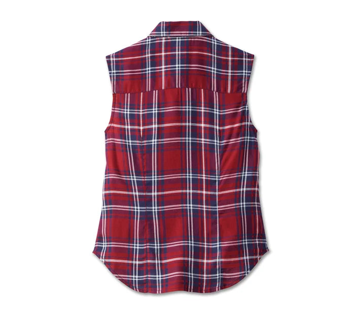 Women's Harley-Davidson Sleeveless Plaid Shirt - Red