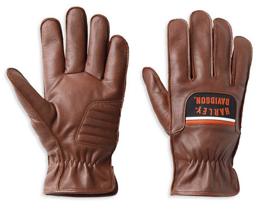 Harley-Davidson Men's Hampton Full-Finger Leather Gloves-Brown