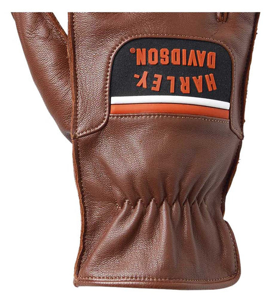 Harley-Davidson Men's Hampton Full-Finger Leather Gloves-Brown