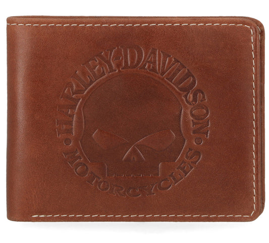 Harley-Davidson Leather Wallet - Willie G Skull - Cognac