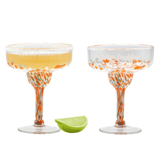 Harley-Davidson Confetti Margarita Glass Set of 2