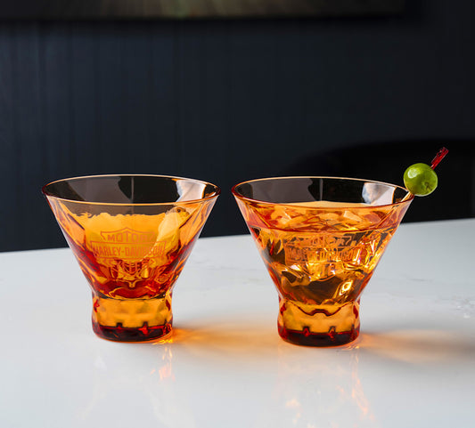 Harley-Davidson Bar & Shield Stemless Martini Glass Set of 2