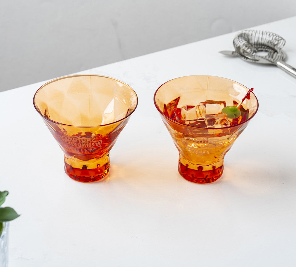 Harley-Davidson Bar & Shield Stemless Martini Glass Set of 2