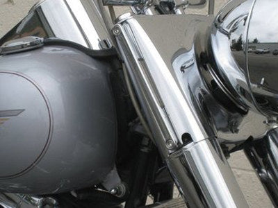 Front Indicator Turn Signal Strips with Clear Lens & Amber LED's - Chrome. Fits FLST 1990-2017.