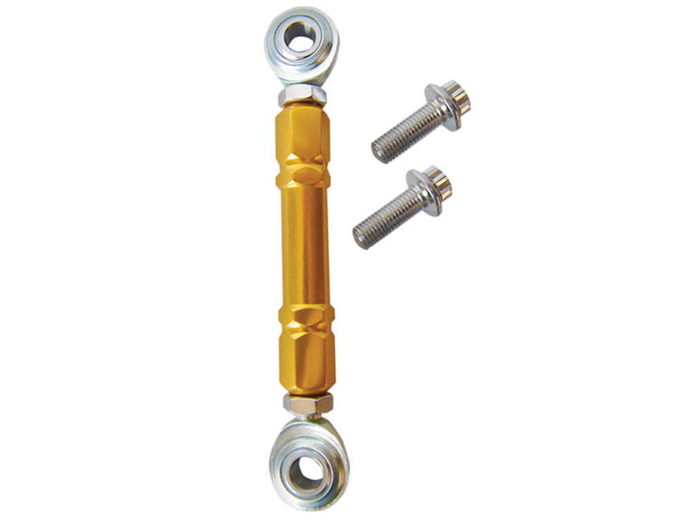 Mid Control Shift Linkage Rod - Gold. Fits Dyna 1991-2017, FXR 1982-1994 & Softail 2018up with Mid Controls