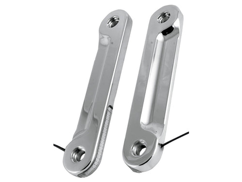 Front Indicator Turn Signal Strips with Clear Lens & Amber LED's - Chrome. Fits Street Glide 2006-2023