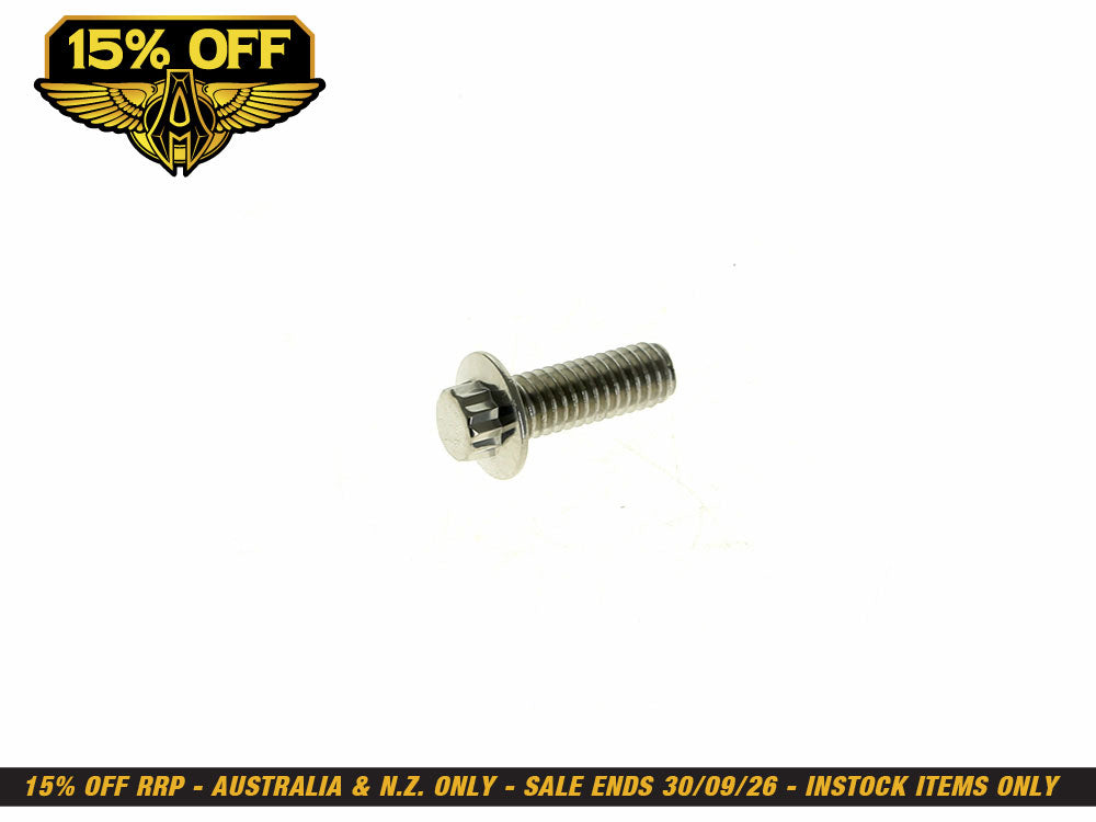 Front Disc Rotor Bolts - Polished Stainless 12 Point. 10x 5/16in.-18 x 1.0in.. Fits Most HD models 1984up.