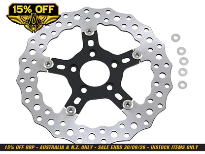 11.8in. Front Jagged Disc Rotor. Fits Dyna 2006-2017, Softail 2015up, Sportster 2014-2021 & Some Touring 2008up.